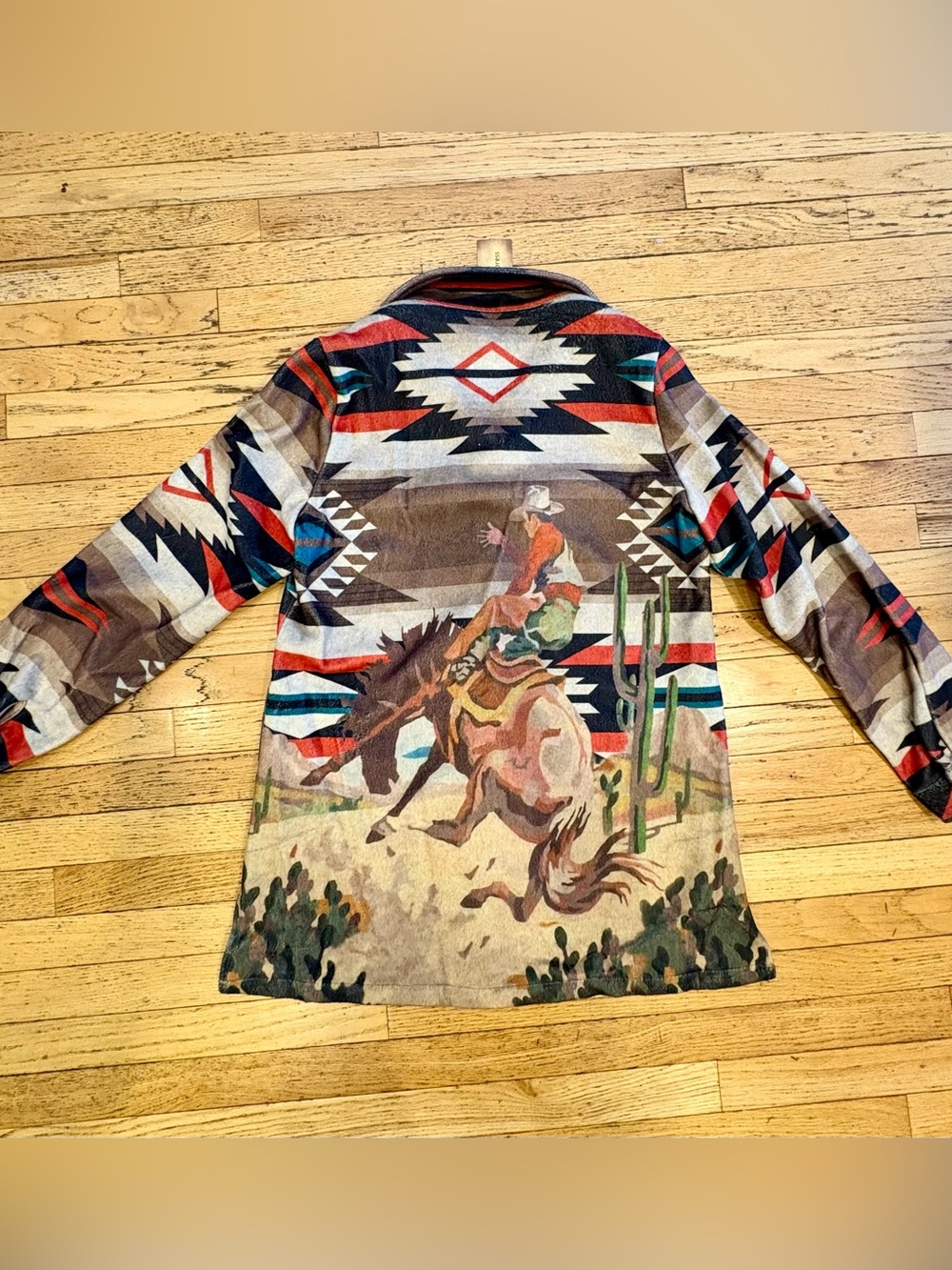 Southwestern Print Fleece Shirt Jacket in Multi-Color